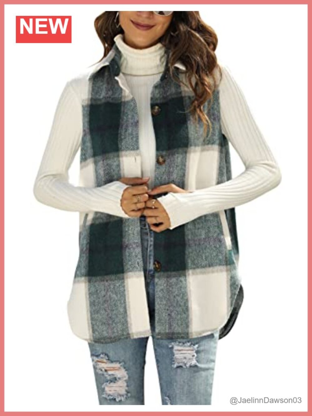 UANEO Women's Plaid Vest Faux Wool Sleeveless Layering Jacket